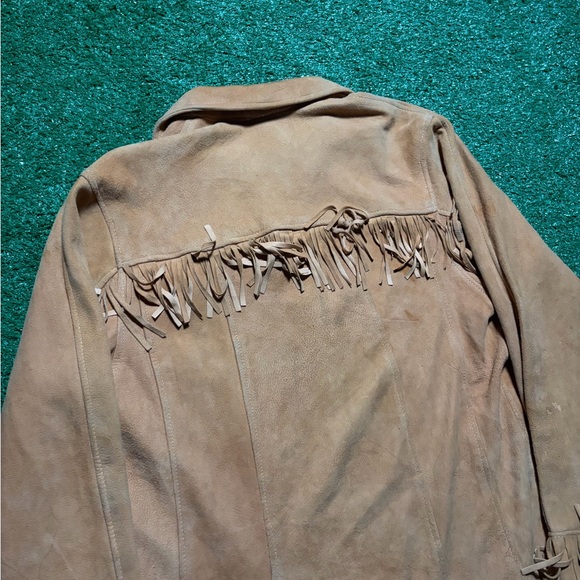 Vintage 70s Berman Buckskin Deer Hide Suede Leather Fringe Jacket Pullover Small - Picture 4 of 8